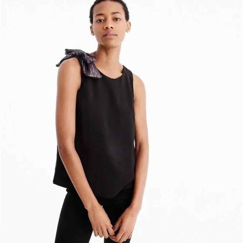 J Crew Sleeveless Sequin Bow Top Black 4